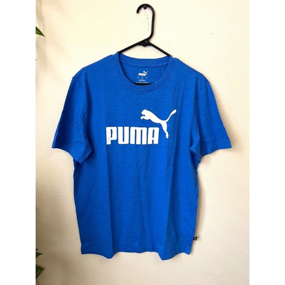 Puma Mens M T-shirt Logo Crew Neck Royal Blue Short Sleeve Casual Tee